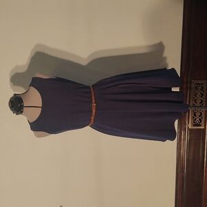 Cremieux Navy Blue A-Line Dress with Belt Sz 2